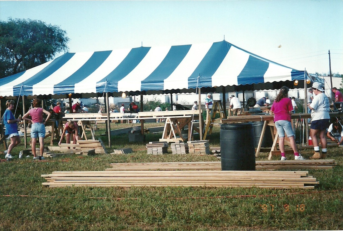 carpentry under a portable tent kidsgrove